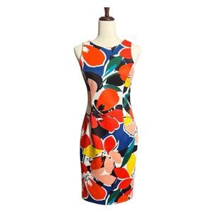 NWT Donna Ricco Bold Floral Print Sleeveless Midi Dress Size 4 CC0556
